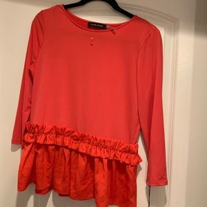Dressy coral 3/4 silky top